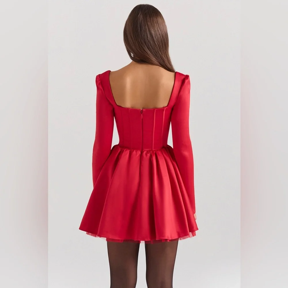 House of CB Red Long Sleeve Dress - Picture 4 of 11